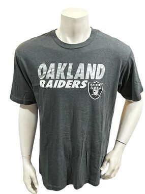 NFL Raiders Men’s Athletic T-Shirt Gray White Logo Short Sleeve XL